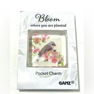 BNIB GANZ Love Blooms Glass Pocket Charm. Bloom Where You are Planted